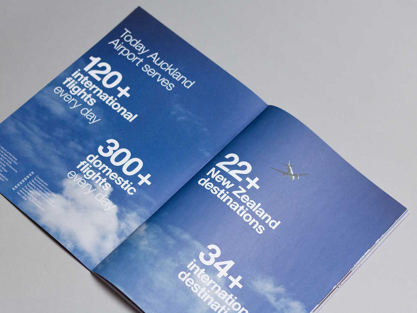 Double page spread showcasing some Auckland Airport statistics