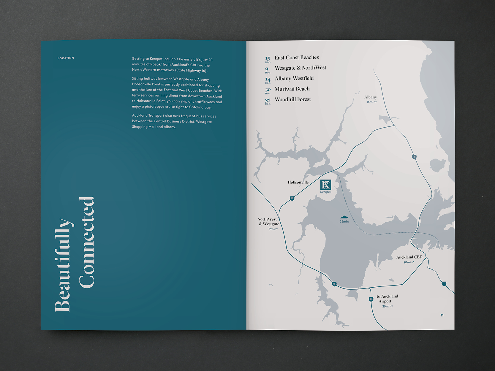 Double page spread showing the location of the Kerepeti development in relation to local attractions