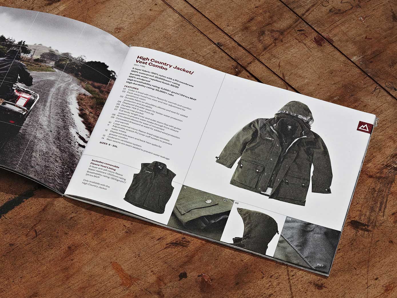 Double page spread within the Line 7 catalogue