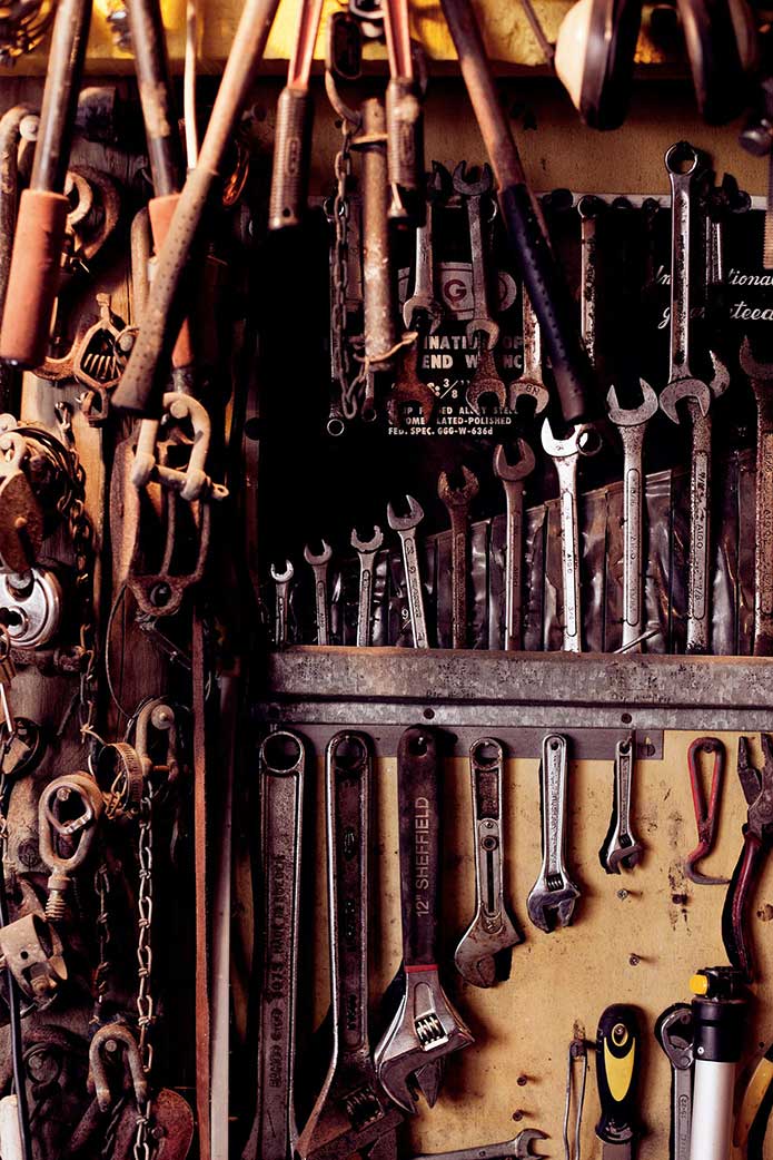 Wrenches and other tools within a workshop