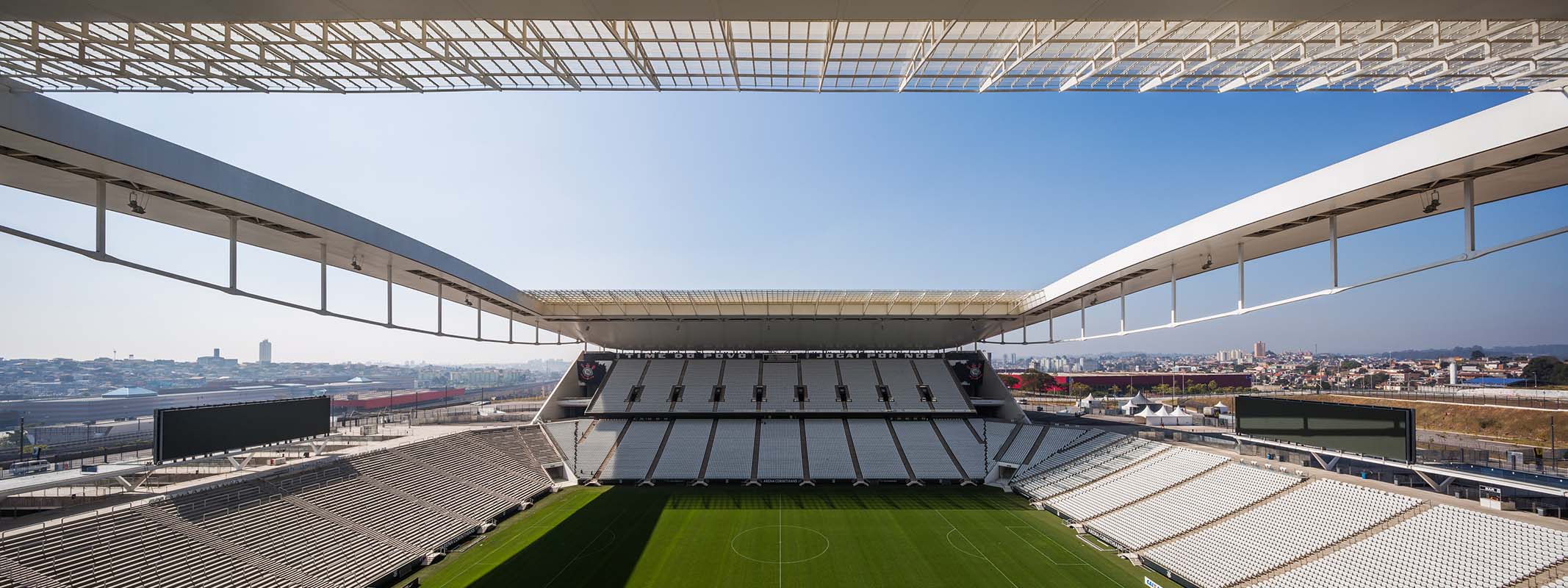 Stadium roofed built by Structurflex