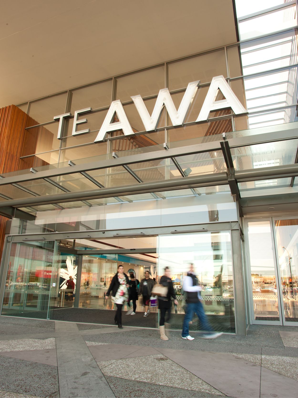 Te Awa signage at one of the mall's entrances