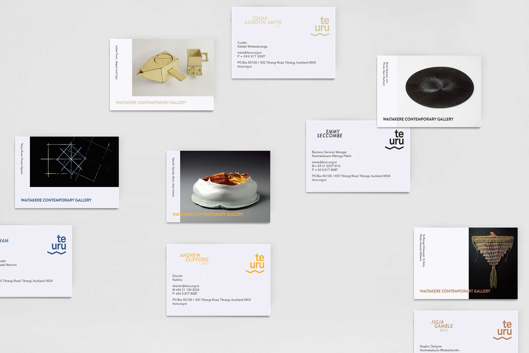 Business cards for gallery staff